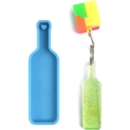 4 Pcs Wine Bottle Keychain Epoxy Resin Mold Jewelry Pendants Silicone Mould DIY Crafts Decoration Casting Tools