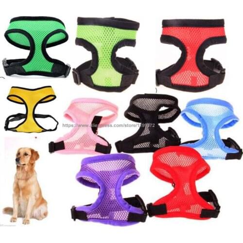 50pcs 18 Colors Soft Mesh Pet Dog Puppy Cat Collars Harness Control Walk Collar Safety Strap Vest