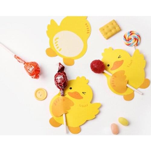 50pcs/lot Yellow Duck Style Handkerchief Card DIY Gift Decorations Paper Cards Cute Reward and Message Card Lollipop Cards