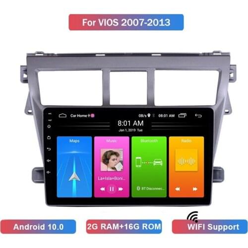 9 Inch Android 10 HD Car MP5 Player Stereo Radio 2+16GB Wifi Bluetooth GPS Navigation For Toyota Vios 2007-2013