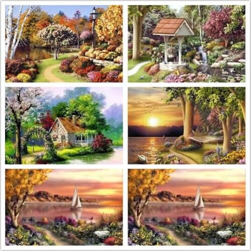 Landscape Diamond Painting Full Square/Round Landscape Rhinestone Embroidery Painting Cross Stitch Mosaic Home Decoration Gift
