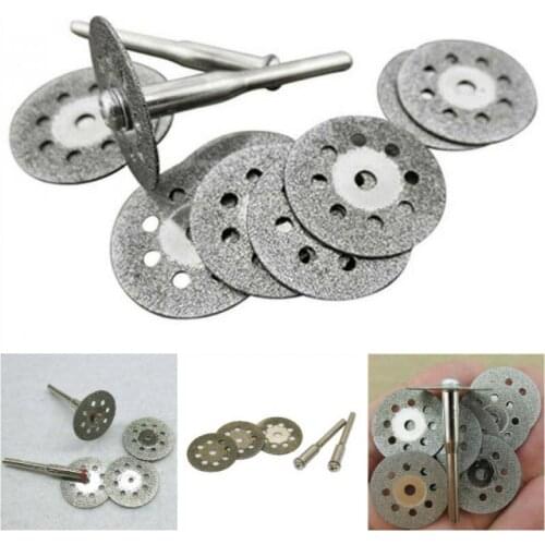 10pcs 20mm Diamond Cutting Discs Cut Off Mini Diamond Saw Blade with 2 PCs Mandrel Shank for Dremel Drill Fit Rotary Tool