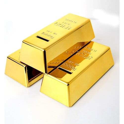 Hot Sale 1pc Creative ABS Plastic Piggy Bank Gold Bullion Brick Coin Case Saving Money Box for Kids Children Birthday Gifts