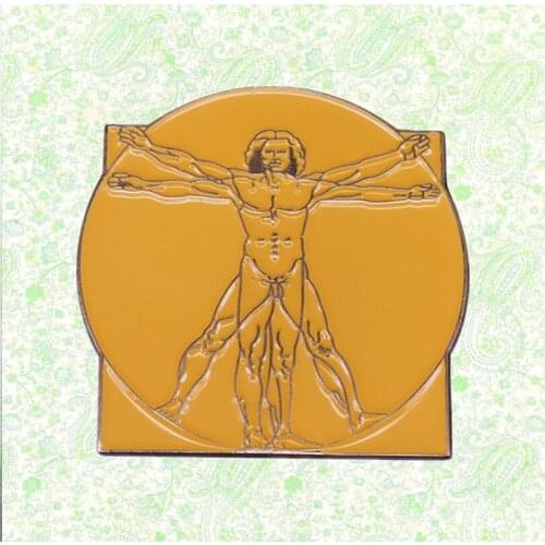 Leonardo Da Vinci Vitruvian Man Pin Badge famous art sketch male anatomy human drawing enamel pin artist painter brooch