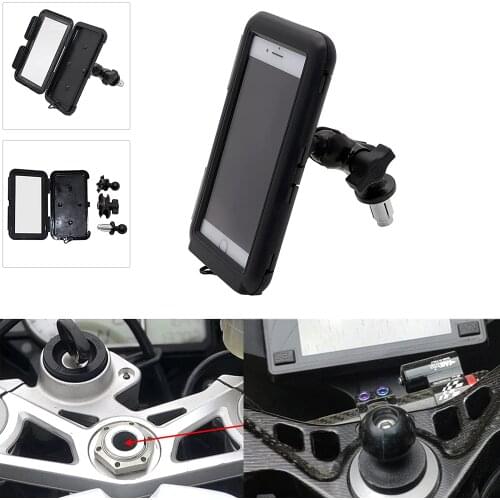 Motorcycle Phone Holder GPS Navigation Bracket 5"-7" Waterproof Cell Phone Bag Case fit for Motorcycle with Round Hole
