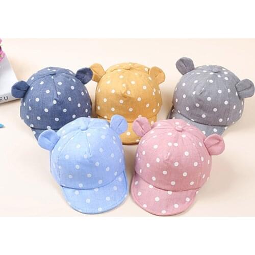 Children Sun Hats Toddler Cap Cute Dot Baby Cap Girl Boys Sun Hat With Ear For Newborn Photography Props Cotton Baseball Caps