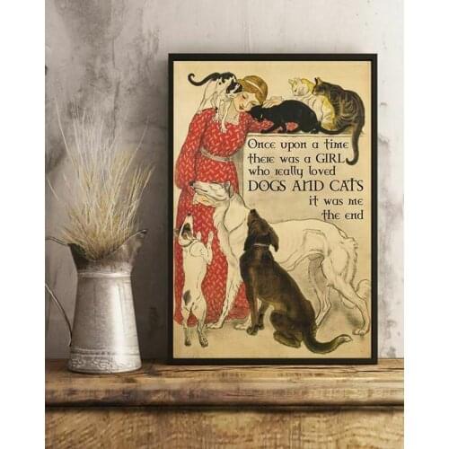Girl Who Really Loved Dogs And Cats It Was Me Portrait Silk Cloth Poster Art Bedroom Decoration