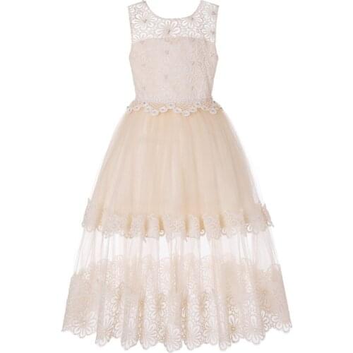 Girls Direct Selling Knee-length A-line Dresses 2019 New Summer Flower Long Tail Party 4-13 Years Vestidos For Wedding&birthday