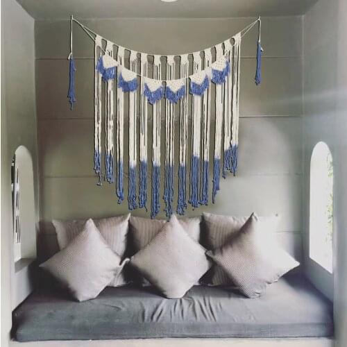 Home Decor Macrame Wall Hanging Tapestry Cotton Tassel Handmade Woven Bohemian Art Background Cloth Boho Tapestry Stripe Curtain