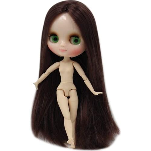 Factory Middle Blyth Doll 20cm Nude Dol Long Brown Straight Hair Joint Body Eyes Can Move