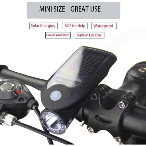 Solar Charging Headlight GPS Tracker Device GSM Alarm System Waterproof GPRS Bicycle Mountain Bikes Road Bikes Real Time Locator