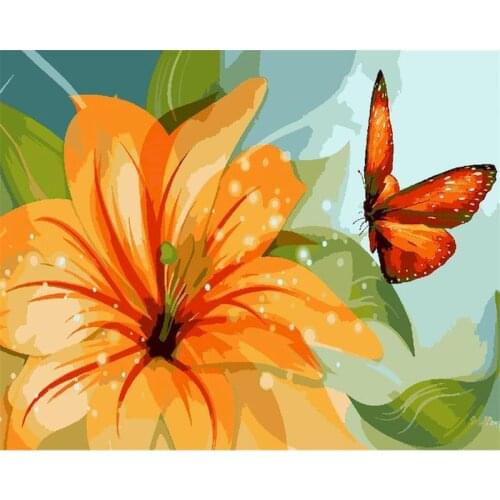 GATYZTORY Painting By Number For Adults Flowers and Butterflies Oil Paint Home Decoration Acrylic Pigment Drawing On Canvas Artw