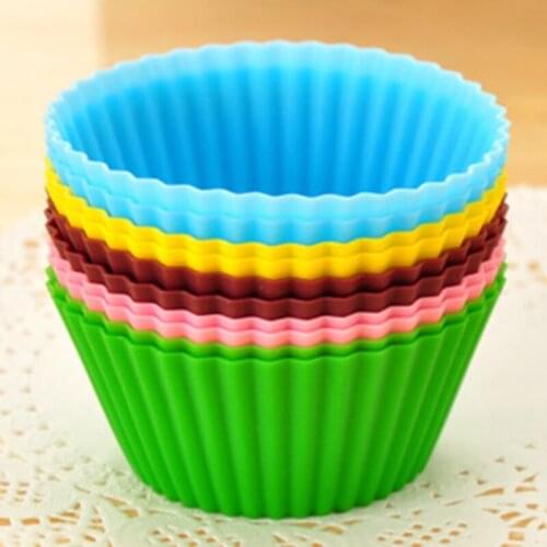 Kitchen Baking Pastry Tools 12pcs/lot Round Shape Silicone Muffin Cases Cake Cup Cake Liner Baking Mousse Bread Mould