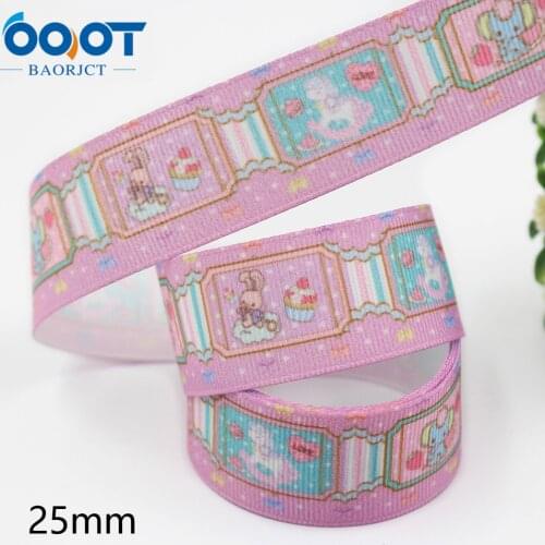 L-20910-967,1"(25mm),10yards Cartoon series flower grosgrain ribbons,bow cap accessories party Gift wrap DIY handmade materials