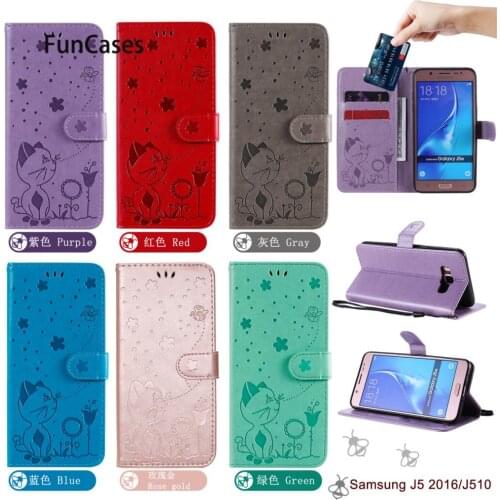 Hot Selling Phones Cases For estuche Samsung J510 Estuche PU Leather Flip Wallet Phone Cover Cool Samsung Galaxy J5 2016 Case