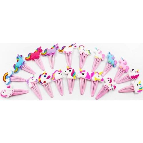 Cute Animal Plastic Hairclips For Kids Girl Hearwear 12 Pcs Cartoon Unicorn Hair Clips Hairpins Hair Accessories Mixed Randomly
