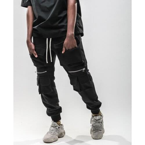 High quality 2019 Vintage Straight Sweatpants Men Casual Pants New Fashion Man Zipper Multi Pockets Harem Trousers loose