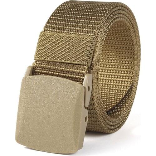 Sports Outdoor Minimalist Style Plastic Buckle Over Security Casual Pants Canvas Woven Mens Belt