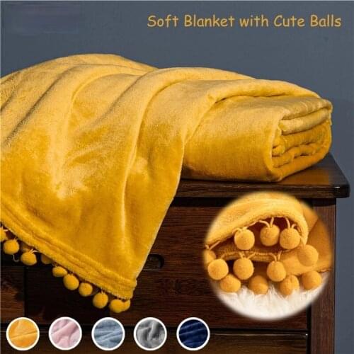 Soft Warm Flannel Blankets for Beds Winter Soft Nap Throw Blanket Solid Color Sofa-cover Boho Decor