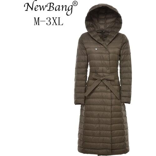 NewBnag Brand Ladies Long Winter Warm Down Coat Women Ultra Light 90% White Duck Down Jacket With Bag Womens Overcoats Plus