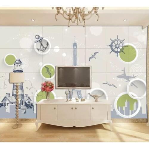 Custom photo wallpaper for walls 3 d murals wallpaper Mediterranean lighthouse European architecture TV background wall decor