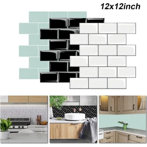 3D Tile 30.5cm Brick Mosaic Wallpaper Sticker Self Adhesive Kitchen Bathroom Decor Peel and Stick Tile for Kitchen Backsplash
