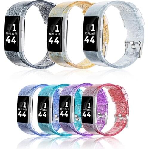 Silicone Wristband for Fitbit Charge 2 Band Glitter Women Bracelet Men Sports Waterproof Wrist Strap Smartwatch Replacement Band