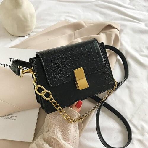 Crocodile Pattern Purple Pu Leather Crossbody Bags For Women 2020 Summer Chain Small Shoulder Handbags Female Quality Totes