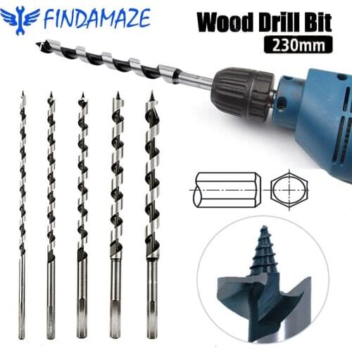 230 Mm Extra Long Drill Bit Inch Size 6/8/10/12/14 Mm Hexagon Shank Spiral Drill for Softwood and Hardwood Plastic Gypsum Board