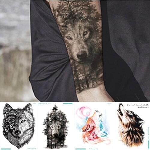 Temporary tattoos wolf sticker fake tattoo for me arm body art sex stickers waterproof women sleeves cool stuff things
