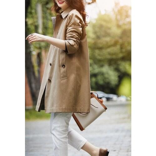 Spring and Autumn Windbreaker Coat Womens Middle School Long Style, British Style, Versatile Style