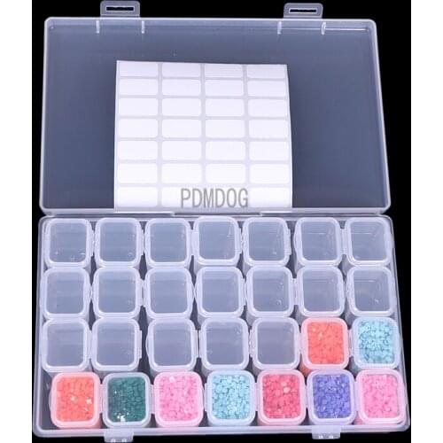 28/60 Grids Diamond Embroidery Storage Box Bins Medicine Diamond Painting Accessory Boxes Case Cross Stitch Tools Organizer