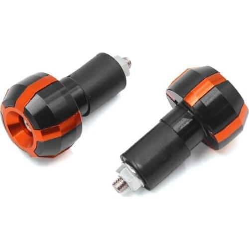 Uxcell 2 Pcs Orange Black Aluminium Alloy 22mm Handlebar End Cap Handle Grip for Motorcycle