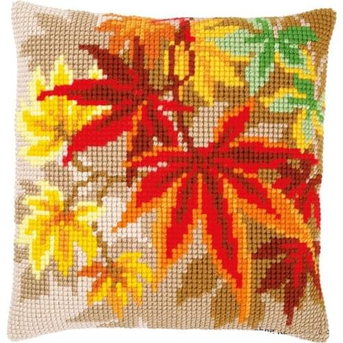 Latch Hook Cushion Kits ball Pillows Wedding Home Decoration Unfinished Pillow Case Kits for Embroidery Maple leaf