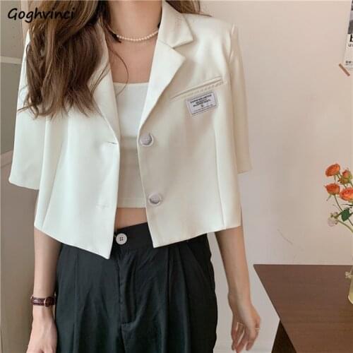 Short Sleeve Blazers Women Single Breasted Loose Cropped Tops Summer Thin Fashionable Outwear High Street Female Korean Designer