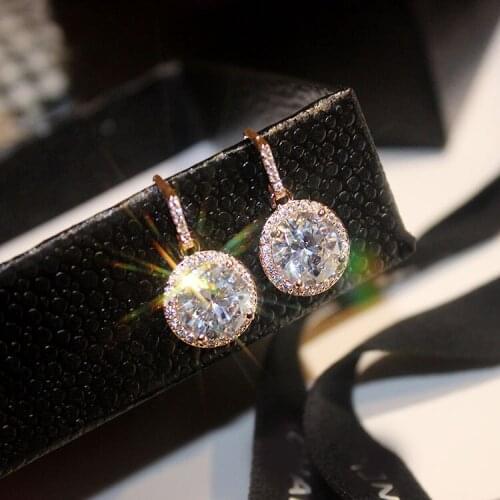 Shiny Large Zircon Stud Earrings Luxury Earrings For Women Wedding Bride Earings Fashion Jewelry High Quality No Fading Allergy