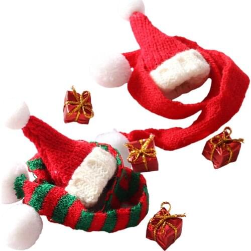 1/12 Dollhouse Mini Simulated Knitted Xmas Hat Gift Box Scarf Model Decor Cute Toys For Children Birthday Christmas Gift