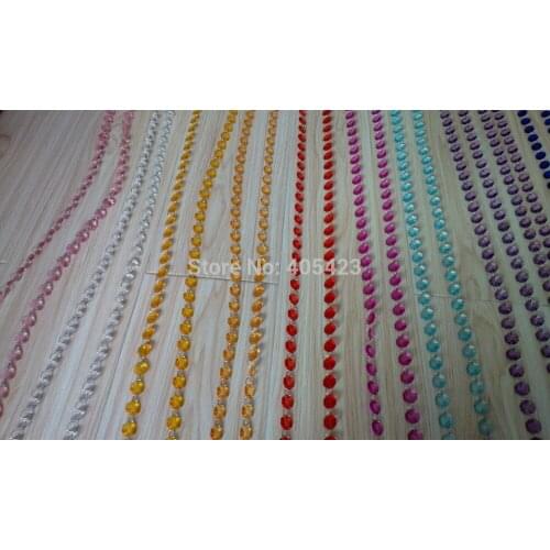 15m/lot Chandelier wedding Crystal tree decoration colorful acrylic octagon beaded curtain garland