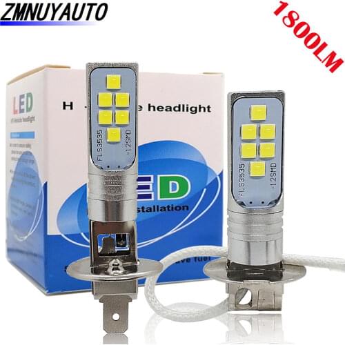 2Pcs H1 H3 LED Bulb Super Bright 12PCS 3535SMD Car Fog Lights 6500K DRL Day Lamp Driving Day Running Lamp Auto 12V 24V White