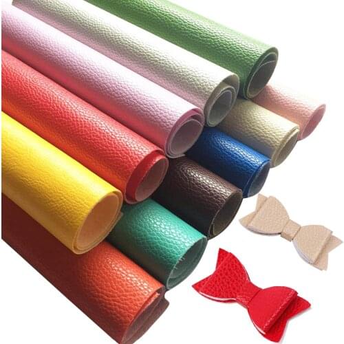 22*30CM Single Face Litchi Pattern Solid Color Leather Fabric DIY Bags Materials Apparel Sewing Accessories For Dolls Making