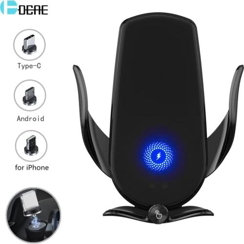 Automatic 15W Qi Car Wireless Charger for iPhone 12 Pro 11 XS XR X 8 Samsung S21 S20 S10 Magnetic USB Fast Charging Phone Holder