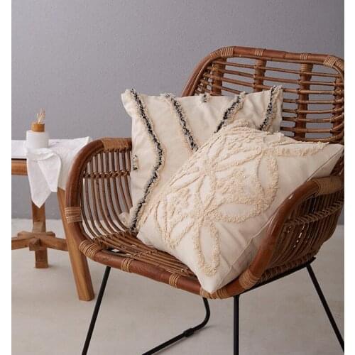 BST Beige Cushion Cover Vintage Floral Moroccan Style Pillow Cover 45x45cm Home Decoration Zip Open
