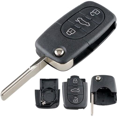 3 Button Car Key Fob Case Shell Replacement with HAA Blade Flip Folding Remote Cover Car Key Part Fit for Audi A2 A3 A4 A8 A6 TT