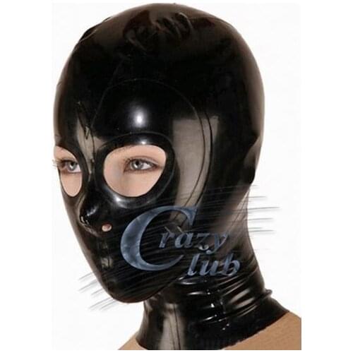 Crazy club_100% pure natural Latex Hood Mask Fetish new fashion latex fashion fetish mask hood with open eyes plus size Hot sale