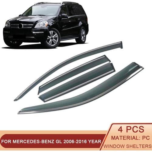 For Mercedes-Benz GL 2006-2012 X164 Car Window Sun Rain Shade Visors Shield Shelter Protector Cover Trim Frame Sticker