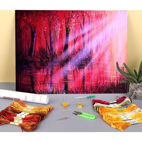 Natural Scenery In The Light Pre-Printed 11CT Cross-Stitch Kit Embroidery DMC Threads Painting Handiwork Needlework Stamped