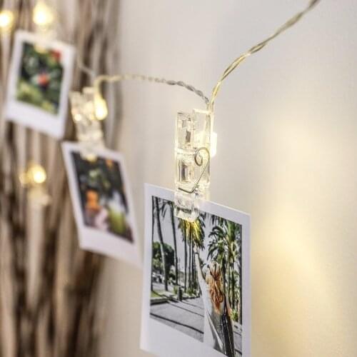 2M 20 LED Card Photo Clip String Lights Colorful Crystal Festival Party Wedding Fairy Lamp Home Decoration foto led light lamp