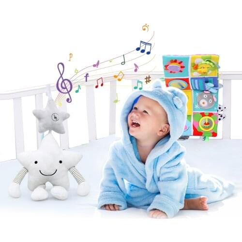 Cute Baby Crib Bed Stroller Toy Newborn Cartoon Star Plush Musical Mobile Rattle Spiral Baby Toys For Newborns Babe Car Seat
