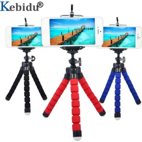 Kebidu Octopus Camera Tripod With Phone Holder Clip Stand Light Weight Flexible Sponge Phone Tripod For Bicycle Laptop