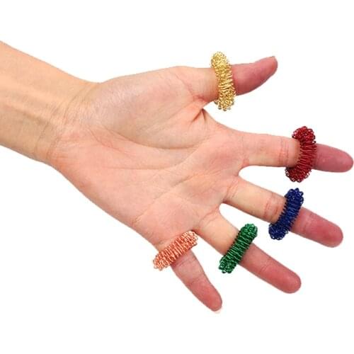 Finger Ring Toy Stress Relief Sensory Spring Anti Stres Toy Kids Finger Massage Ring Spring With Multi Color